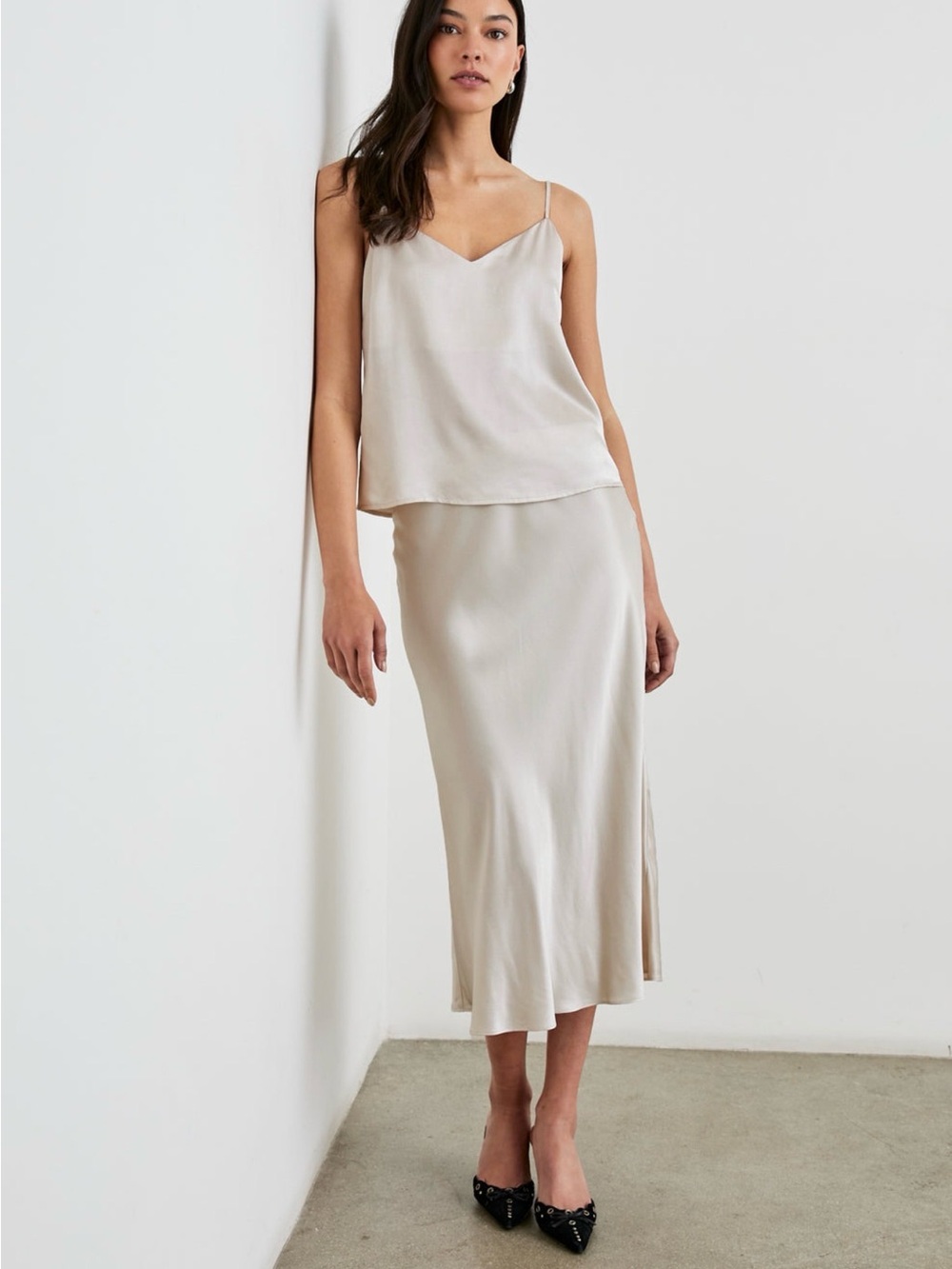 Rails Berlin Ivory Satin Midi Skirt XL NWT Bias Cut Bridal Wedding $188